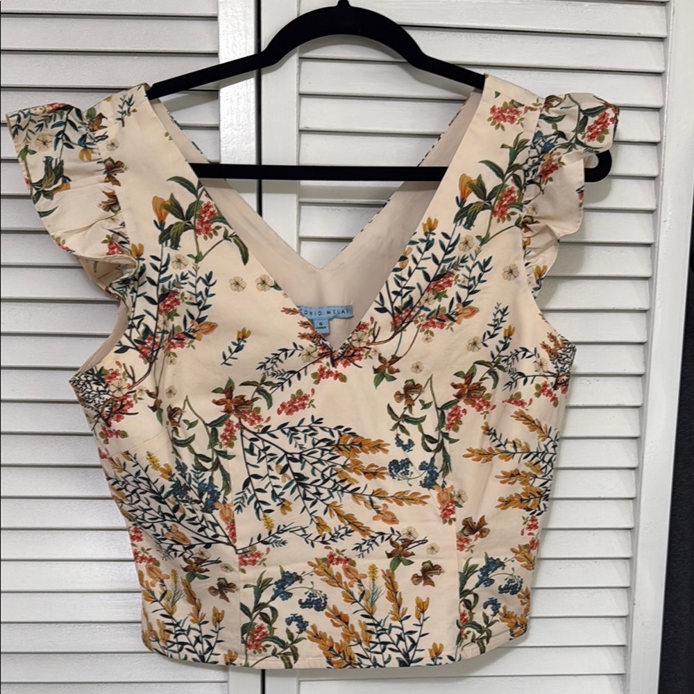 ANTONIO MELANI Floral Ruffle Sleeve Blouse